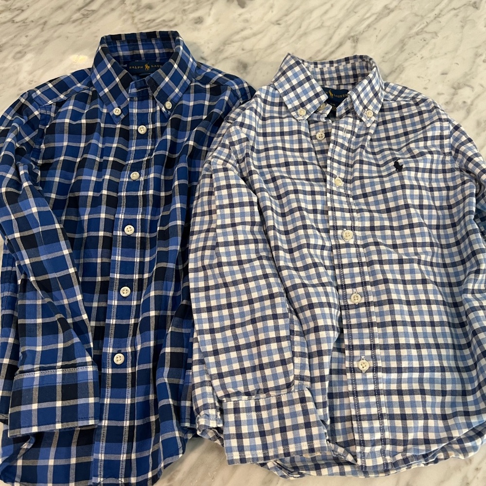 Polo by Ralph Lauren Blue and White Kids Button Down Shirts